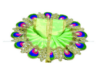 Popular Products for Krishna Janmashtami - Peacock Feather Border Green Laddu Gopal Poshak